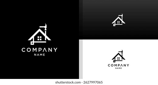 Construction Company Logo with Hammer and House