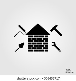 construction company logo. Home construction. Repairing. Services building. Home repairs. 