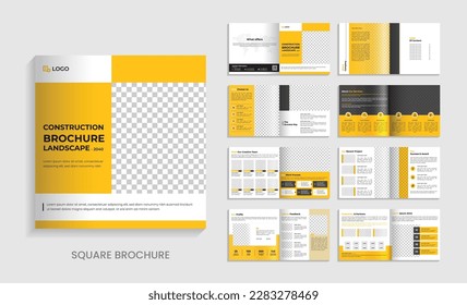 Folleto de la Compañía de Construcción Perfil cuadrado, portafolio interior de portafolio de arquitectura, portafolio de paisaje vectorial.
