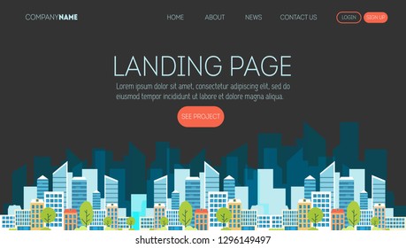 Construction company web page template. Landing page for a website about real estate business