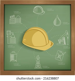 Construction concept design on blackboard background,clean vector