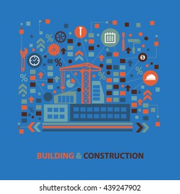 Construction concept design on blue background,vector