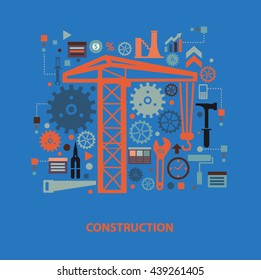 Construction concept design on blue background,vector