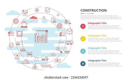 Konstruktionskonzept für Infografik-Vorlagenbanner mit Informationen zur Vier-Punkte-Liste