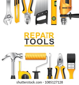 construction concept set all of tools supplies for house repair builder on white background vector illustration