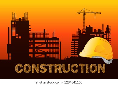 construction concept, silhouette background