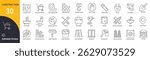 Construction concept simple line icons set. Pack outline pictograms of house, tower crane, builder, location, supply, tools, wheelbarrow and other. Editable stroke . Outline icons.