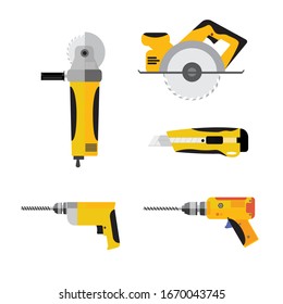 Instrumentos conceptuales de construcción todos los suministros de herramientas para el constructor de reparación de viviendas en ilustraciones vectoriales de fondo blanco