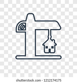 Construction concept vector linear icon isolated on transparent background, Construction concept transparency concept in outline style
