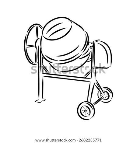 Construction concrete mixer, vector sketch