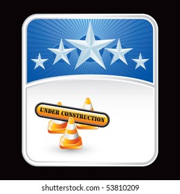 construction cone blue star background