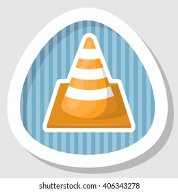 Construction cone colorful icon