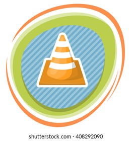 Construction cone colorful icon