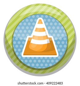 Construction cone colorful icon