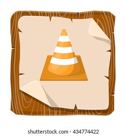 Construction cone colorful icon