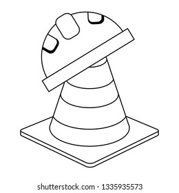 construction cone and helmet black and white