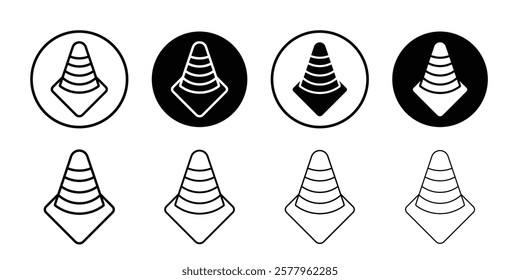 Construction cone icon black and white vector sign