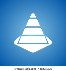 Construction Cone Icon on blue color.
