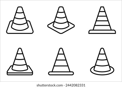 Construction cone icon set, vector illustration design. Tools collection. on white background.