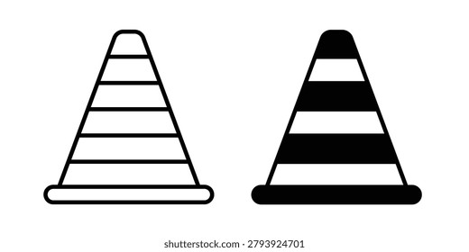 Construction cone icon. Stroke vector and silhouette icons