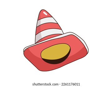 Construction cone icon, vector illustration design. Traffic cone as sign of construction work or car accident. Road cones icon in flat cartoon style isolated on white backgroundt. Vector illustration.
