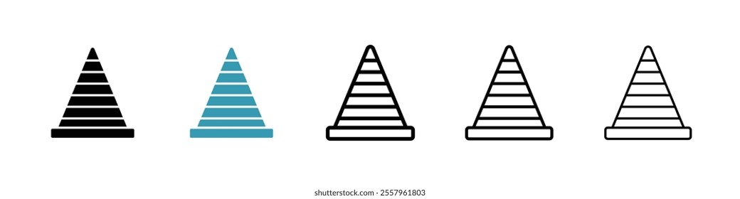 Construction cone icons pack in black and blue.
