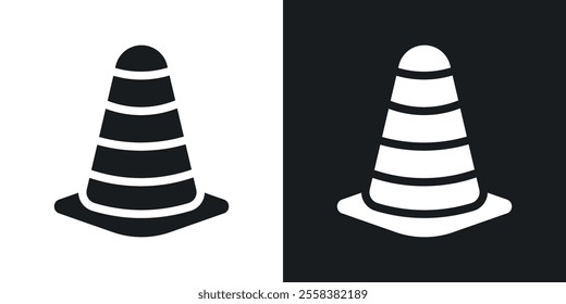 Construction cone icons in solid black and white colors