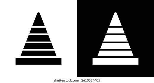 Construction cone icons vector set in solid flat style