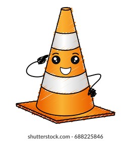 construction cone kawaii character