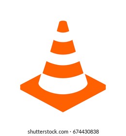 Construction cone vector icon on white background. Abstract flat web design element for website, app or infographics materials.