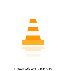 Construction cone vector icon on white