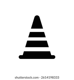 Construction Cone Warning Icon Black Filled Minimal Outline - Safety Symbol