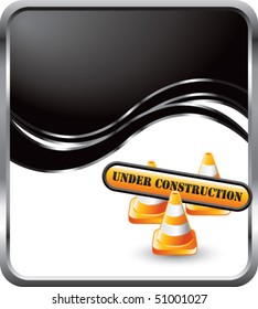 construction cones and sign black wave