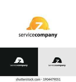 construction and consultant engineering logo concept with initial letter z and hard hat helmet