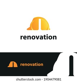 construction and consultant engineering logo concept with initial letter l and hard hat helmet