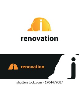 construction and consultant engineering logo concept with initial letter j and hard hat helmet