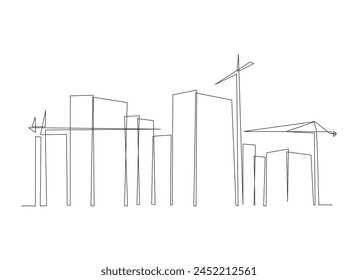 construction continuous line design. city building element continuous line illustration. vector lineart. monoline asset.