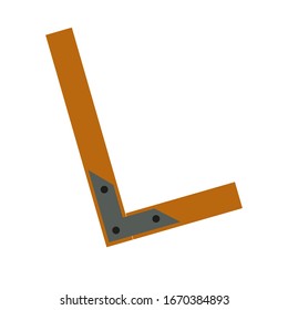 Construction corner - a hand tool for working with wood. Instrument in flat style isolated on a white background. Equipment for carpentry work vector illustration