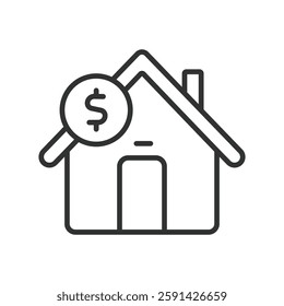 Construction cost, icon in line design. Building expenses, project budget, materials, labor costs, financial planning on white background vector. Construction cost editable stroke icon.