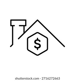 Costo de construcción, icono en diseño de línea. Gastos de construcción, presupuesto del proyecto, materiales, costos laborales, planificación financiera sobre Vector de fondo blanco. Icono de trazo editable de costo de construcción.