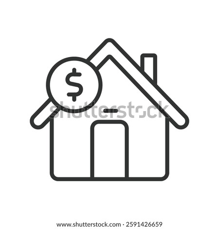 Construction cost, icon in line design. Building expenses, project budget, materials, labor costs, financial planning on white background vector. Construction cost editable stroke icon.
