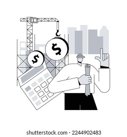 Construction costs abstract concept vector illustration. Project management, bank loan, real estate business, design project, building investment, contractor service, renovation abstract metaphor.