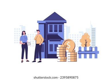Costos de construcción diseño de ilustración de estilo plano