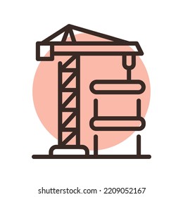 Construction crane black line icon. Pictogram for web page.