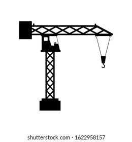 Construction crane black sign on a white background, vector