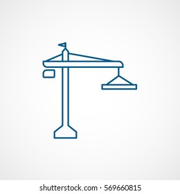 Construction Crane Blue Line Icon On White Background