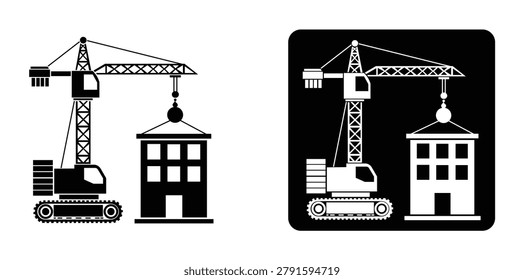 Construction Crane Building Development Industrial Engineering Architecture Infrastructure Graphic Element Isolated Vector Illustration Design
