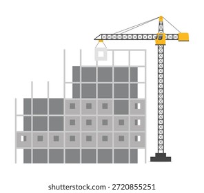 Grúa de construcción construyendo un rascacielos de gran altura