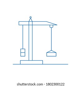 Construction crane. Building crane icon on white background. Jenny with hook using in construction industry for lifting and lowering weights