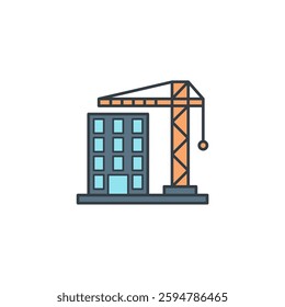 Construction Crane Building icon symbol vector illustration isolated on white background